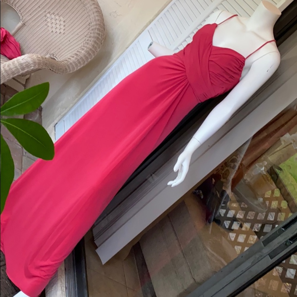 Amsale jersey bridesmaid dress g675J in poppy